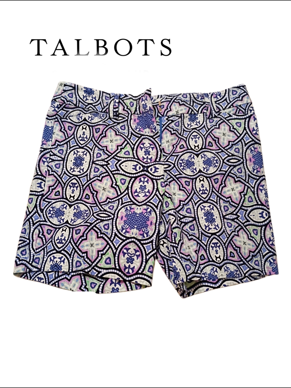 Talbots Printed Bermuda Perfect Shorts in Navy, Lavender & Mint
